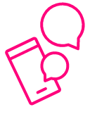 icon of phone with chat bubbles