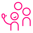 icon of a group of people with one waving